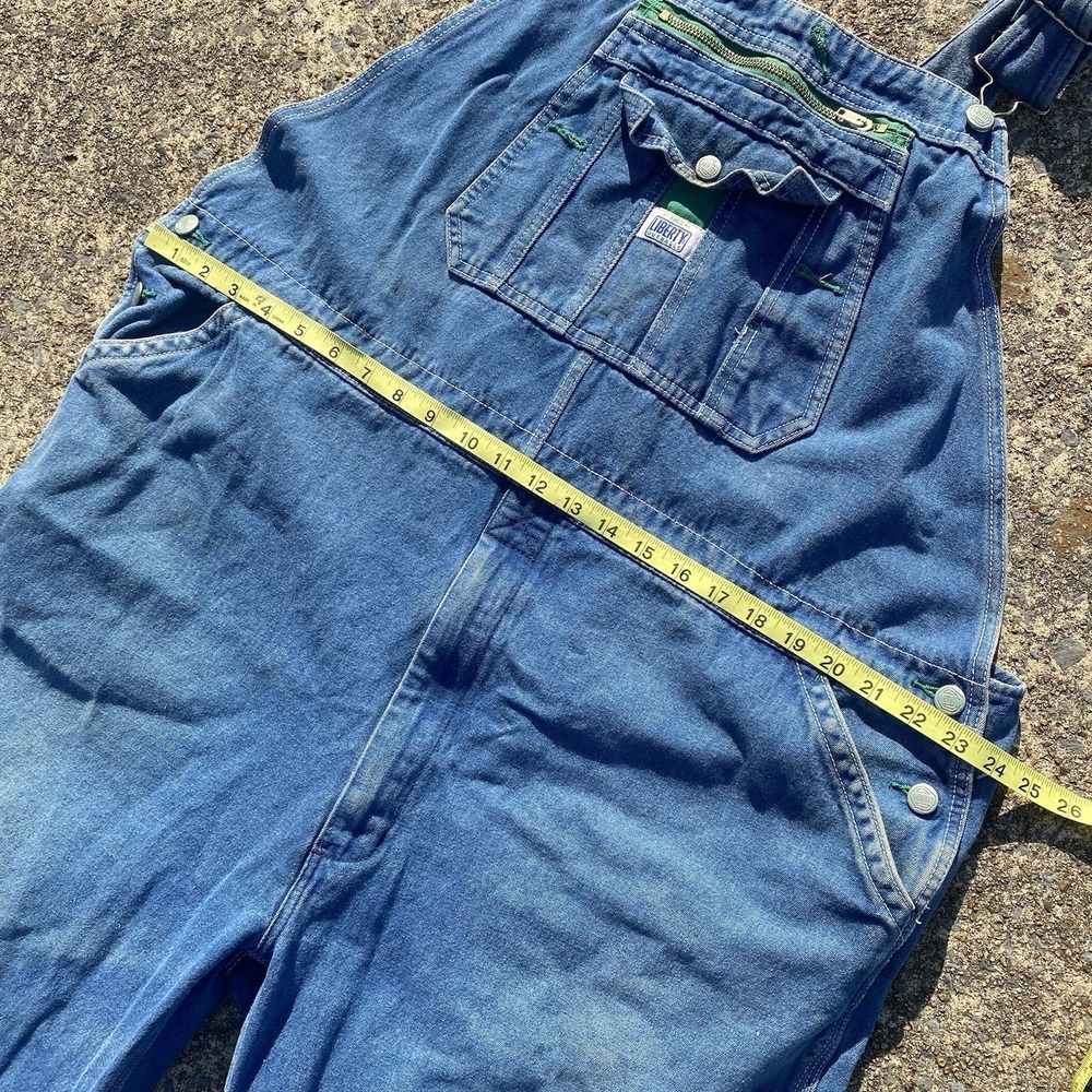 Liberty Denim Bib Overalls Farmer Carpenter Soft Worn Mens 46x30 SEE PICS Distre - Picture 9 of 15
